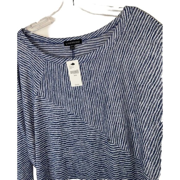 Lane Bryant  Womens Tunic Top Sz 18/20 Ruched Batwing Sleeve NWT Stripes - Picture 5 of 10